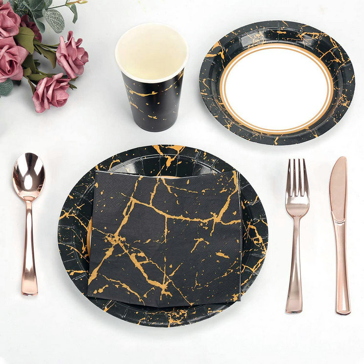 Soak Proof Black Disposable Dinner Plates