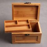 Independent Locker Double Stash Box Bamboo Jewelry Storage Box With Tray ODM