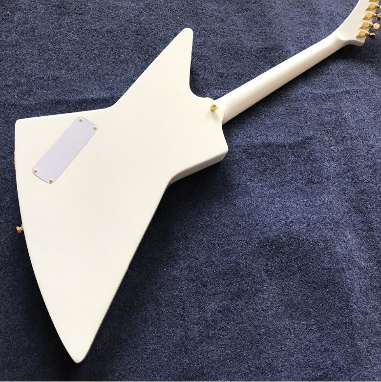 Wholesale Custom shop White Explorer shape Electric Guitar , gold color hardware