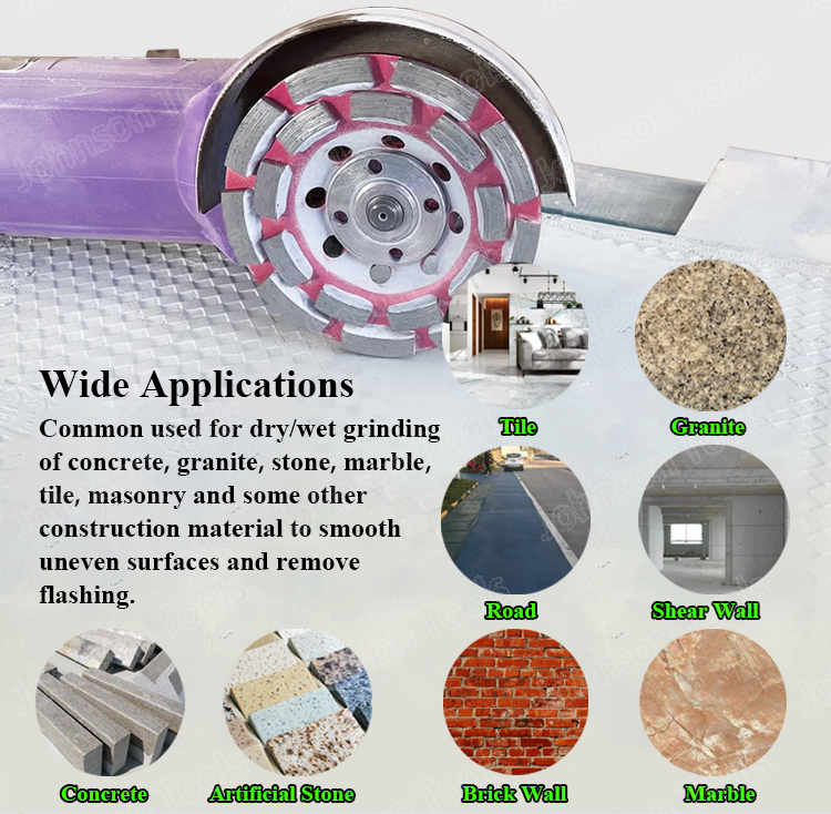 Professional 105-180mm Double Row Diamond Cup Wheel Long Grinding Life