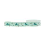 Flat Green Printed Elastic Ribbon Sea Animal Printing For Hair Tie 16mm Length