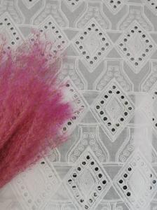 Wholesale Diamond Pattern Lace Eyelet White Cotton Broderie Fabric from china suppliers