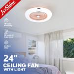 24 Inch Plastic Bedroom Ceiling Fan Light Fixtures With Remote Control