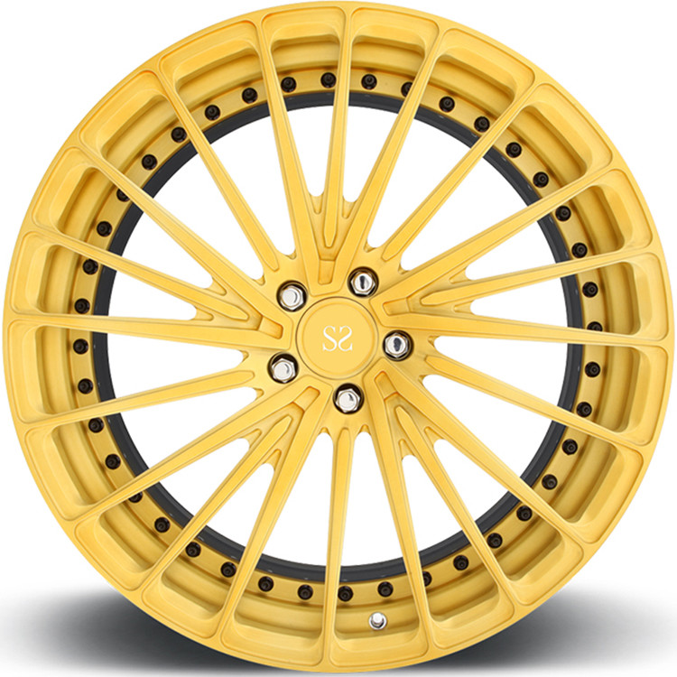 Gold Brush Spokes 2 Piece Forged Wheels For Mercedes Benz Glc 20inch Rotational Polish Stepped