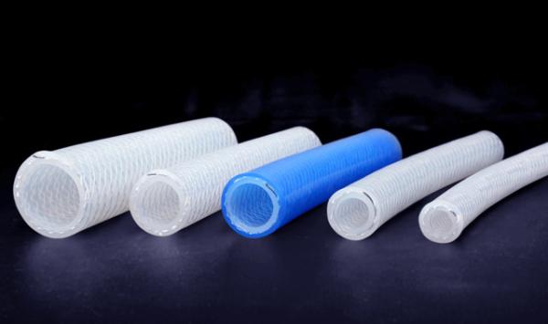 Medical Grade Platinum Cured Silicone Tubing , High Temp Braided Hose Natural