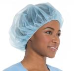Nonwoven PP Round Bouffant Cap For Food Industry And White Blue Red Pink Hair