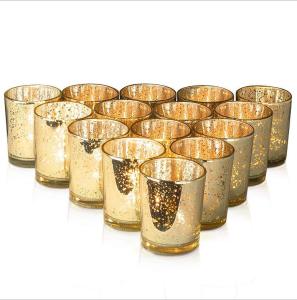 Wholesale Mercury Glass Votive Candle Holder Speckled Gold Candle Holders for Weddings and Home Decor from china suppliers