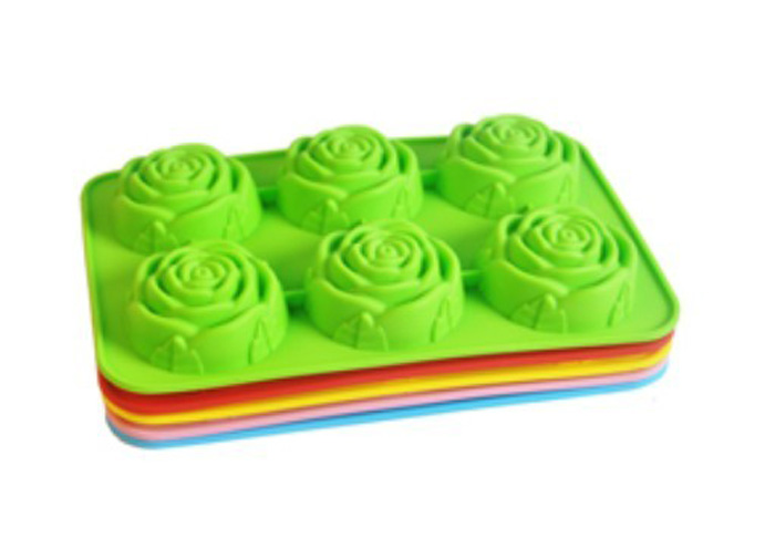 Silicone manufacturer Silicone baking tools 6 cups rose flower shaped silicone mold SB-010