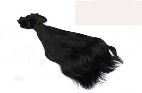Professional Natural Black Clip In Hair Extensions Brazilian Virgin Hair 15 Inch