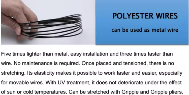 Polyester Wire 5.0mm Black PET / Polyester Plasteel Wire For Greenhouse High Strength Poly Wire For Vinyard Supporting