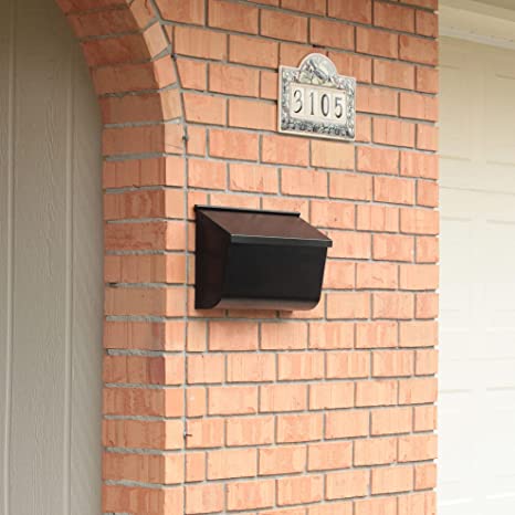 Custom Logo Contemporary Designer Mailbox in Powder-Coated Black with Optional Lock