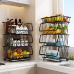 5 Tier 105cm Height Steel Kitchen Basket Rack For Vegetable Storage