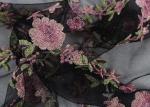 Embroidered Tulle Multi Colored Lace Fabric Pink Peach Blossom Floral Flower