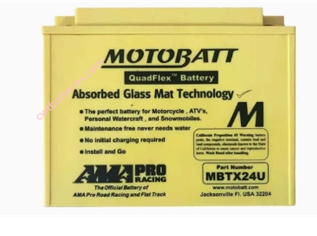 12V 25Ah 4 Wheeler ATV Batteries Replacement Yellow MOTOBATT Mbtx24u