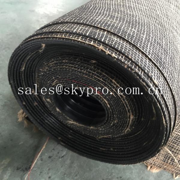 Quality Durable wide ribbed rubber safety mats with nylon mesh fabric reinforced on bottom for sale