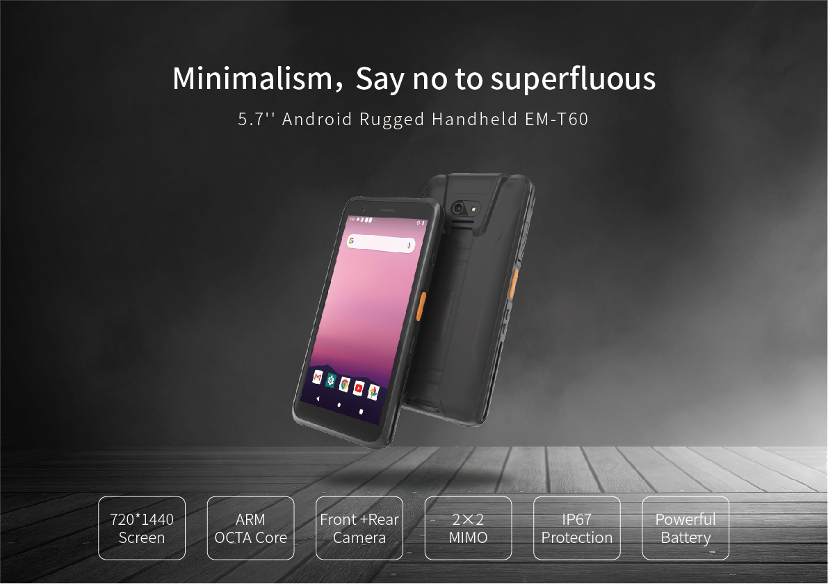 Long Working Hours 5.7 Inch Rugged Handheld Pda Scanner with 3.8v/5000mah Battery