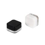 5ml Child Resistant Qube Clear Glass Concentrate Jar w/ Black White Cap