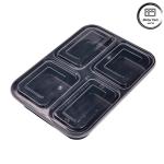 4 Compartment Disposable Plastic Bento Box Hotel & Restaurant Meal Prep and