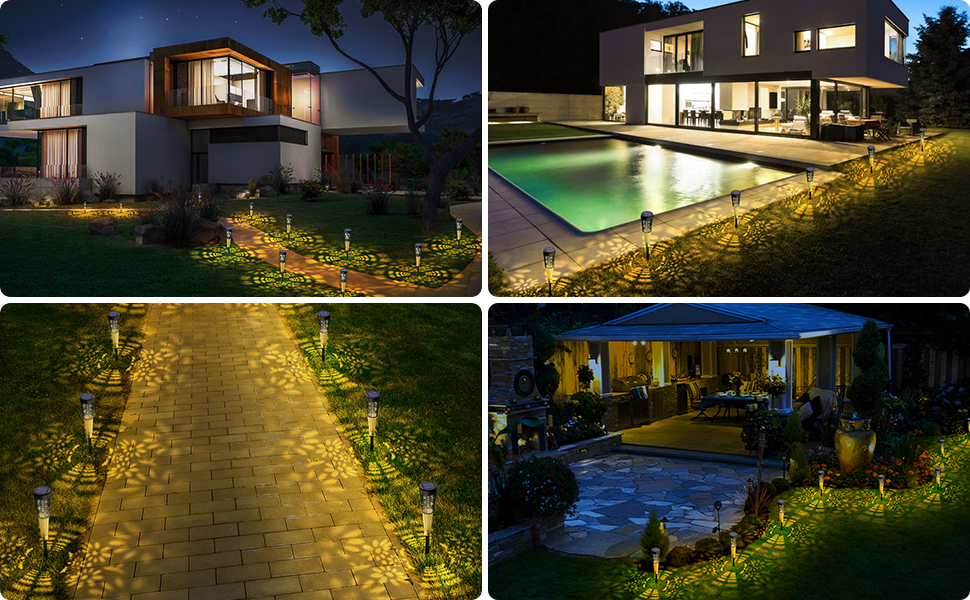 Solar Garden Walkway Lights LED Solar Powered Lights 3500K Warm White