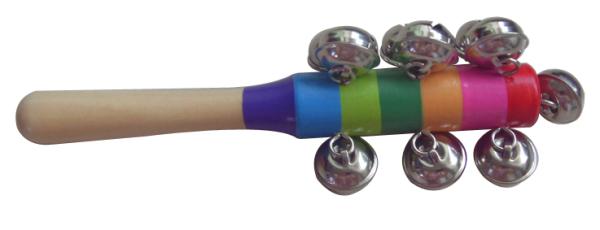 New colorful sleigh bell / Wooden jingle bell stick / Educational Toy / Carl