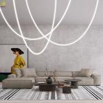 Home/Hotel Metals Art Baking Paint White Line Decoration LED Ceiling Light