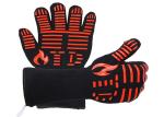 Comfortable Heat Resistant Work Gloves Black Line Red Silicone OEM Design