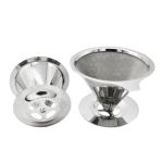 145mm Sustatinable Stainless Steel Coffee Cone Fine Strainer With Stand