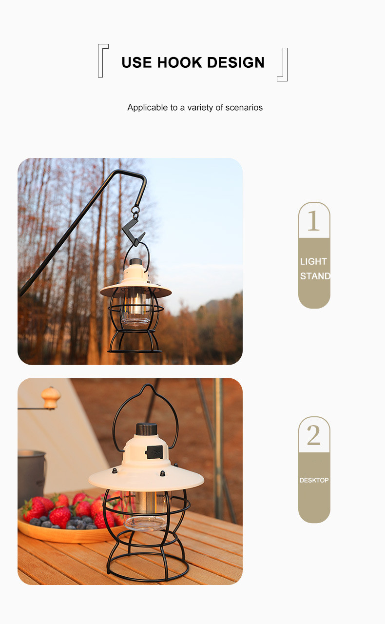 Retro Atmosphere Rechargeable Tent Horse Lamp 4500mAh Outdoor Portable
