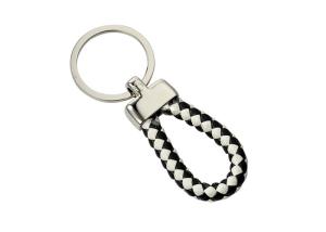 Wholesale Black And White PU Braided Rope Leather Key Chains Weave Handmade Car Key Holder from china suppliers