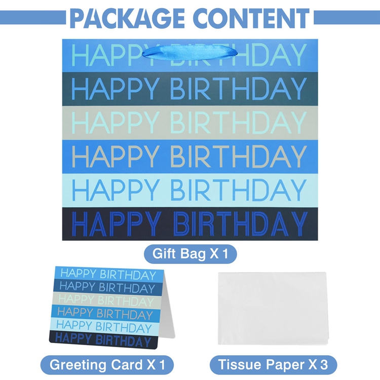CMYK 4 Color Offset Printing Happy Birthday Gift Shopping Paper Bag with Custom Logo