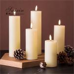 Hot sale good quality real wax LED pillar candle for weddings