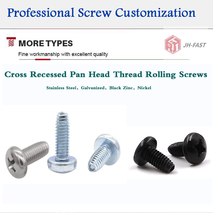 Zinc Plated DIN7500 Pan Head Cross Recessed Triangular Tooth Lock Screws Standard