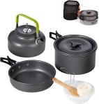 Stainless Steel Camping Outdoor Cookware Mess Kit Set, Folding Cookset Camping