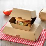 Custom Printed Kraft Burger Boxes Food-Grade Disposable Packaging with Logo