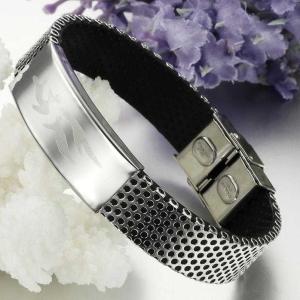 Wholesale Tagor Stainless Steel Jewelry Super Fashion Silicone Leather Bracelet Bangle TYSR050 from china suppliers