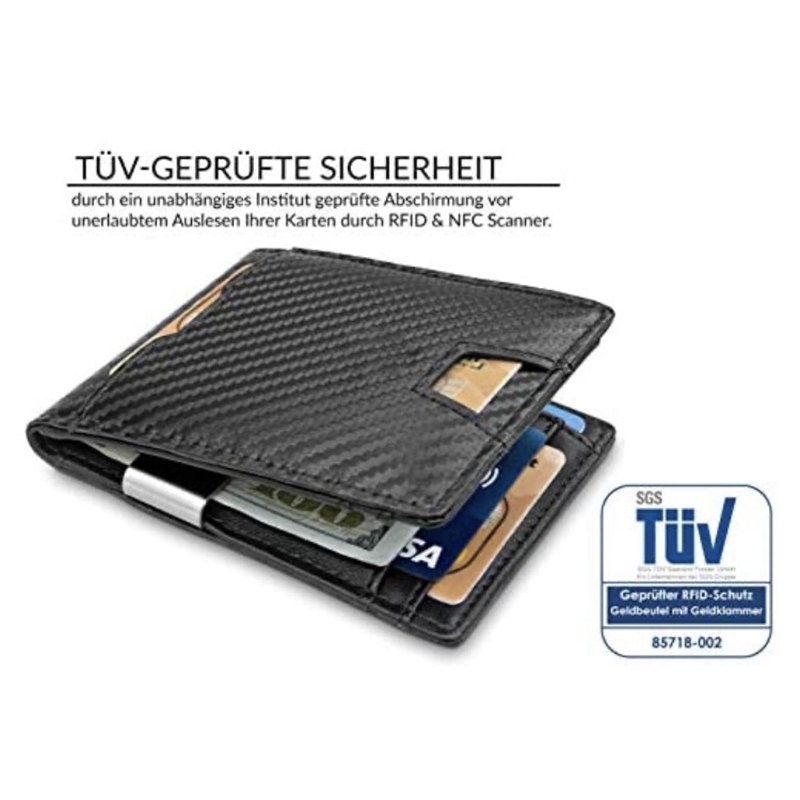 Minibook Rfid Clip Carbon Fiber Wallet Clip Card Holder for Organizing Business Cards