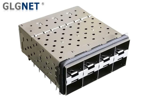 GLGNET 2 x 4 Ports Stacked SFP + Cage Connector with EMI Gasket Integrated light