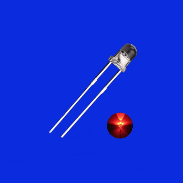 3mm LED 620nm - 630nm Red Color 800mcd - 1000mcd Clear Lens Round Head With