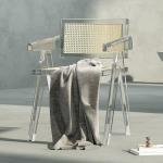 Modern Acrylic Stacking Kitchen Dining Room Arm Chair In Clear Fully Assembled