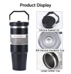 Sustainable Insulated Tumbler Coffee Cup Car Beer Travel Mug with Handle and Lid