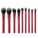 Cosmetic Beauty Brush Set 9 Pieces Joyous Red Seamless Makeup