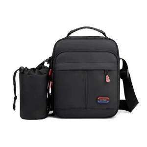 Wholesale Custom Unisex Man Bag Messenger Men's Crossbody Shoulder Bag Black With Water Bottle Holder from china suppliers