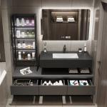 Modern Hotel Room Cabinets Rock Plate Wash Basin Integrated Bathroom Units