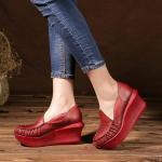 S469 Season Shoes Wedge Heel Leather Original Handmade Idyllic Retro Height