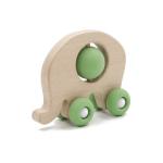 Educational Wooden FDA Elephant Silicone Teething Rattle Medical Grade