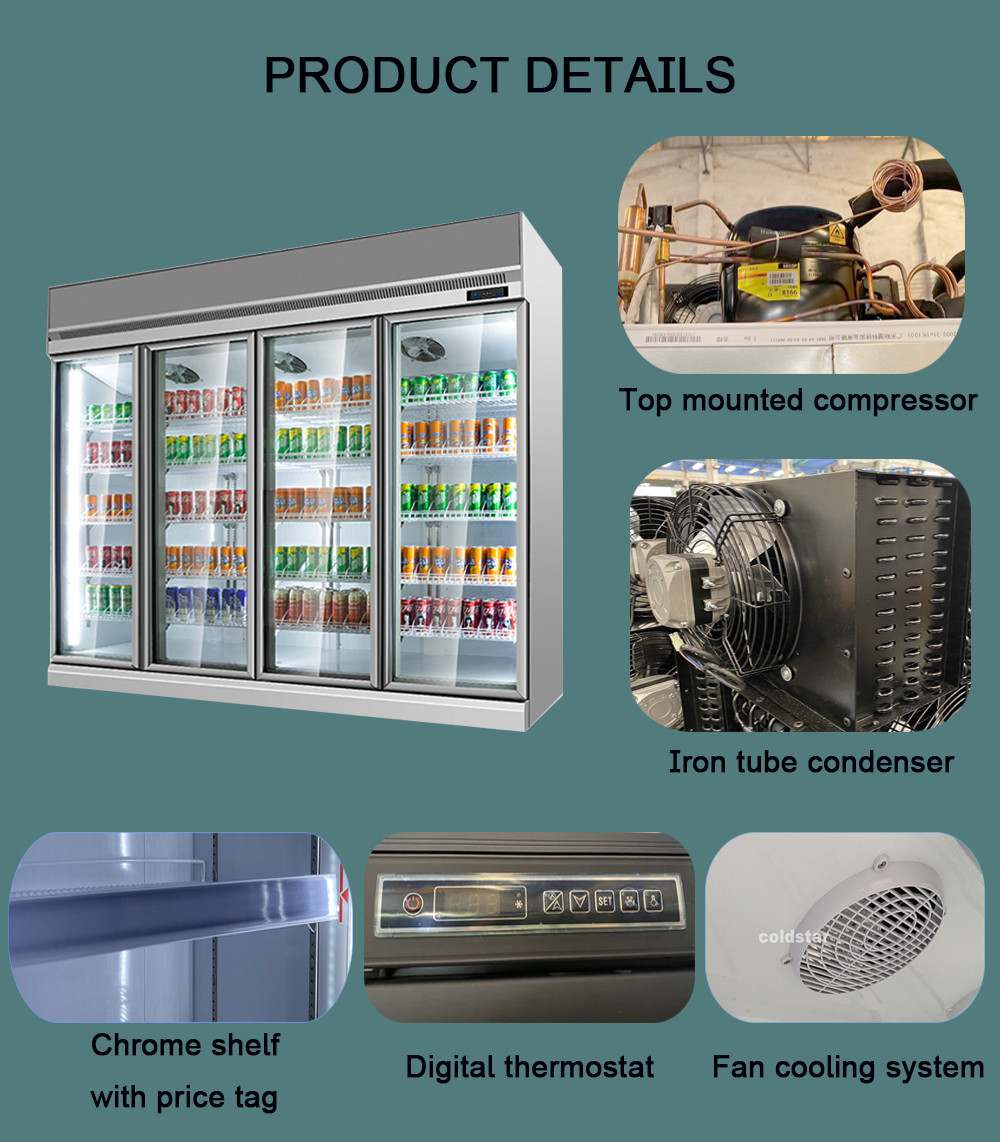 Supermarket Milk Beverage Refrigerated Showcase With Digital Temperature Controller