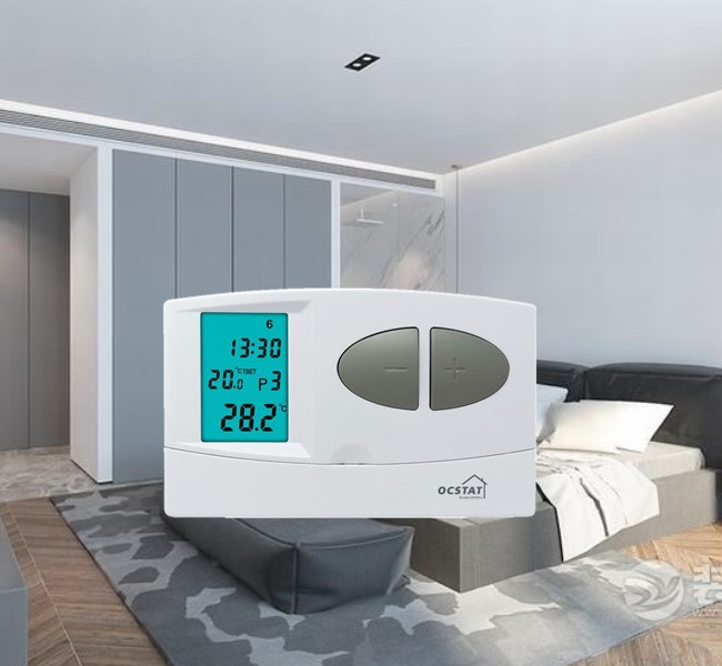 Smart Household LCD Display Water / Floor Heating System Wired Room Thermostat