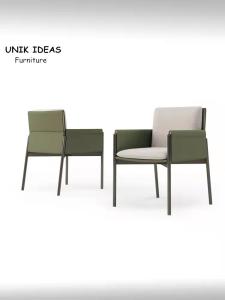 Wholesale Black Brown Saddle Minimalist Leather Dining Chair Metal Frame Side Chair Modern from china suppliers