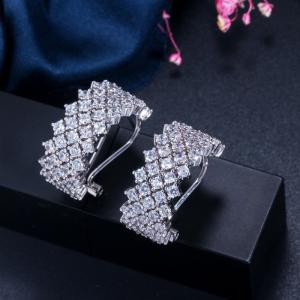 Wholesale Sparkling Color Zirconia Hoop Earrings Paved Full Crystal Circle Earrings Luxury Women CZ Earring Jewelry from china suppliers