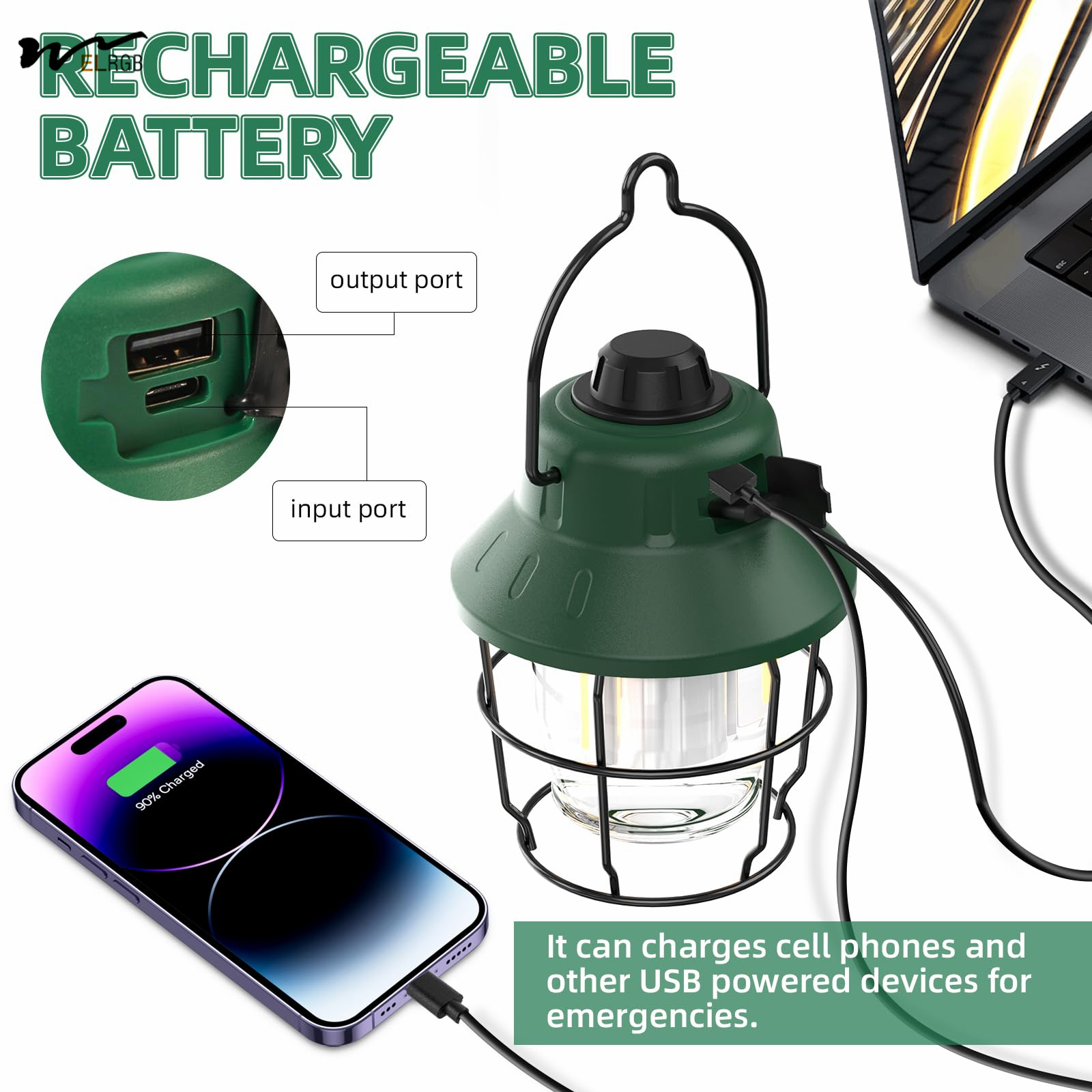 Mini Retro Camping Lights 1000LM Rechargeable LED Camping Lantern Waterproof 3 Light Modes